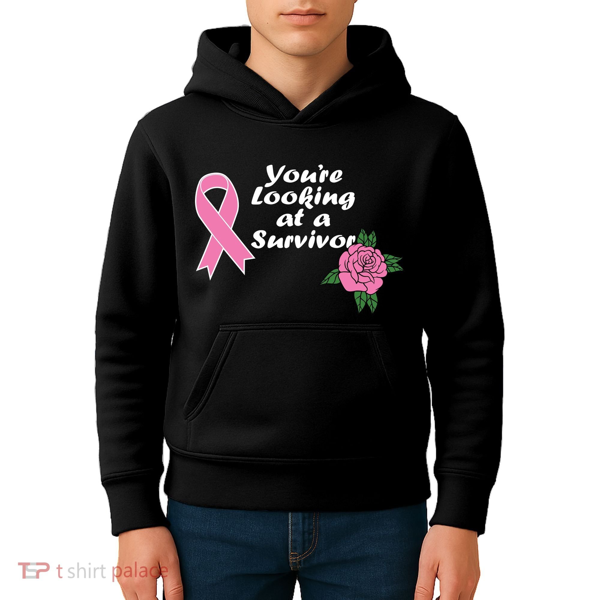 You're Looking At A Survivor Breast Cancer Kids Hoodie