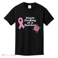 You're Looking At A Survivor Breast Cancer Kids T-Shirt thumb 0
