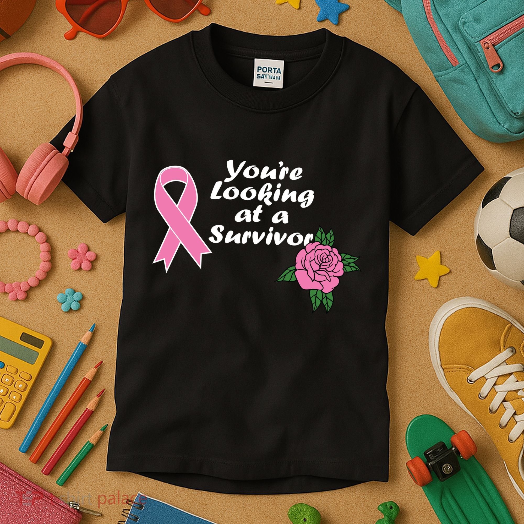 You're Looking At A Survivor Breast Cancer Kids T-Shirt