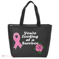 You're Looking At A Survivor Breast Cancer Tote Bag thumb 0