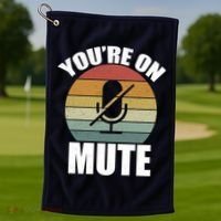 You're On Mute Retro Funny Golf Towel thumb 1
