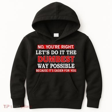 You're Right Let's Do The Dumbest Way Possible Humor Kids Hoodie