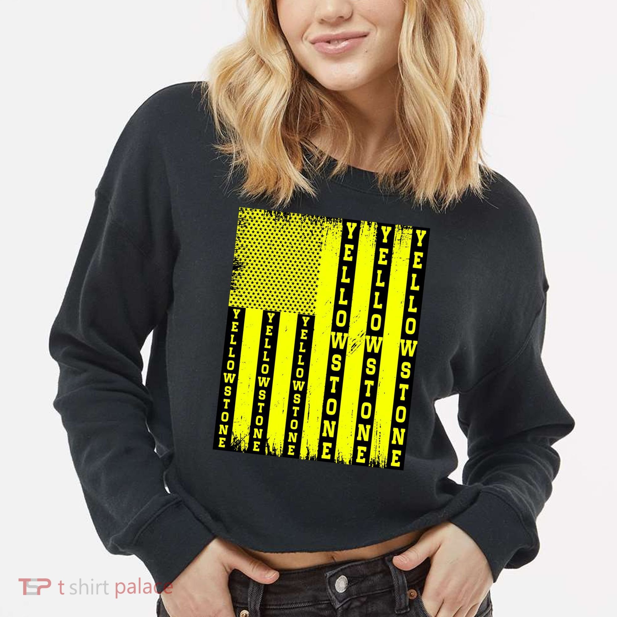 Yellowstone National Park Flag Cropped Pullover Crew
