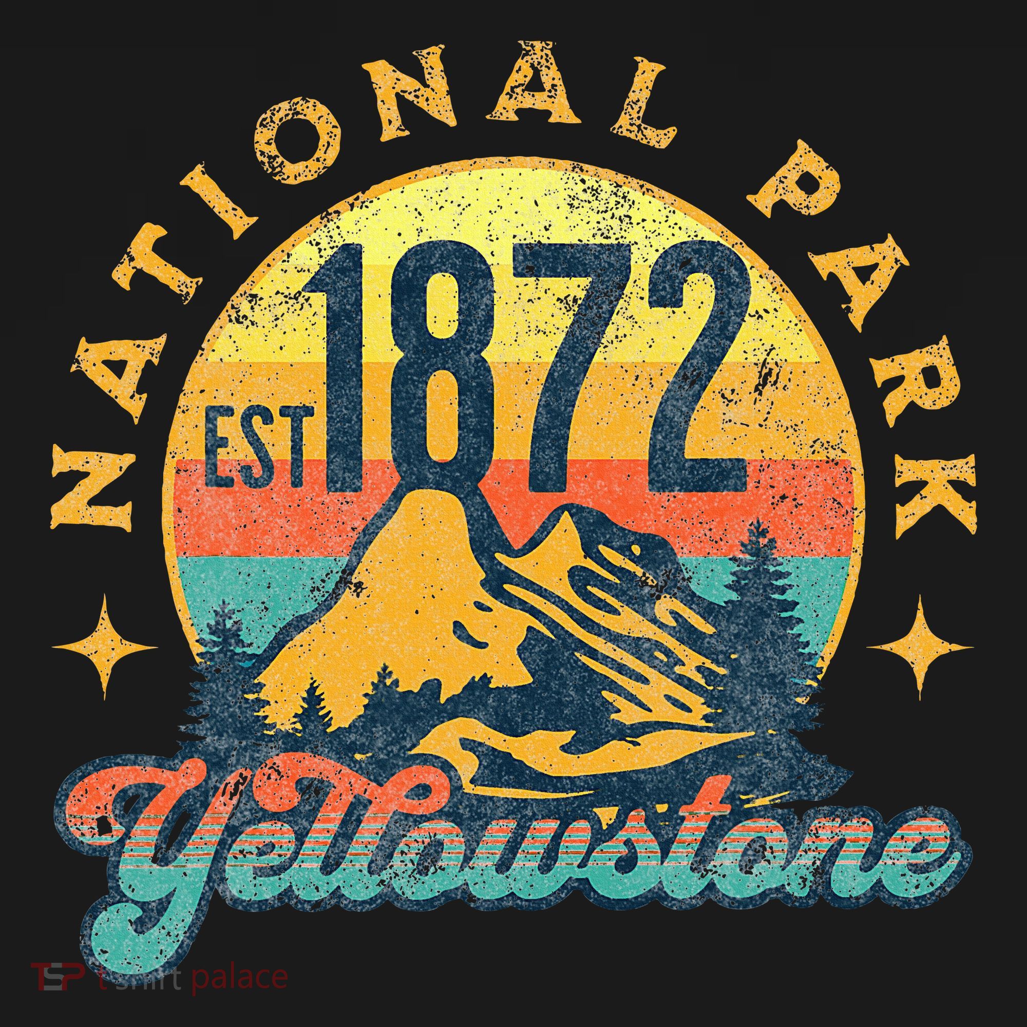 Yellowstone Park Nature Mountains Hiking Outdoors Vintage T-Shirt