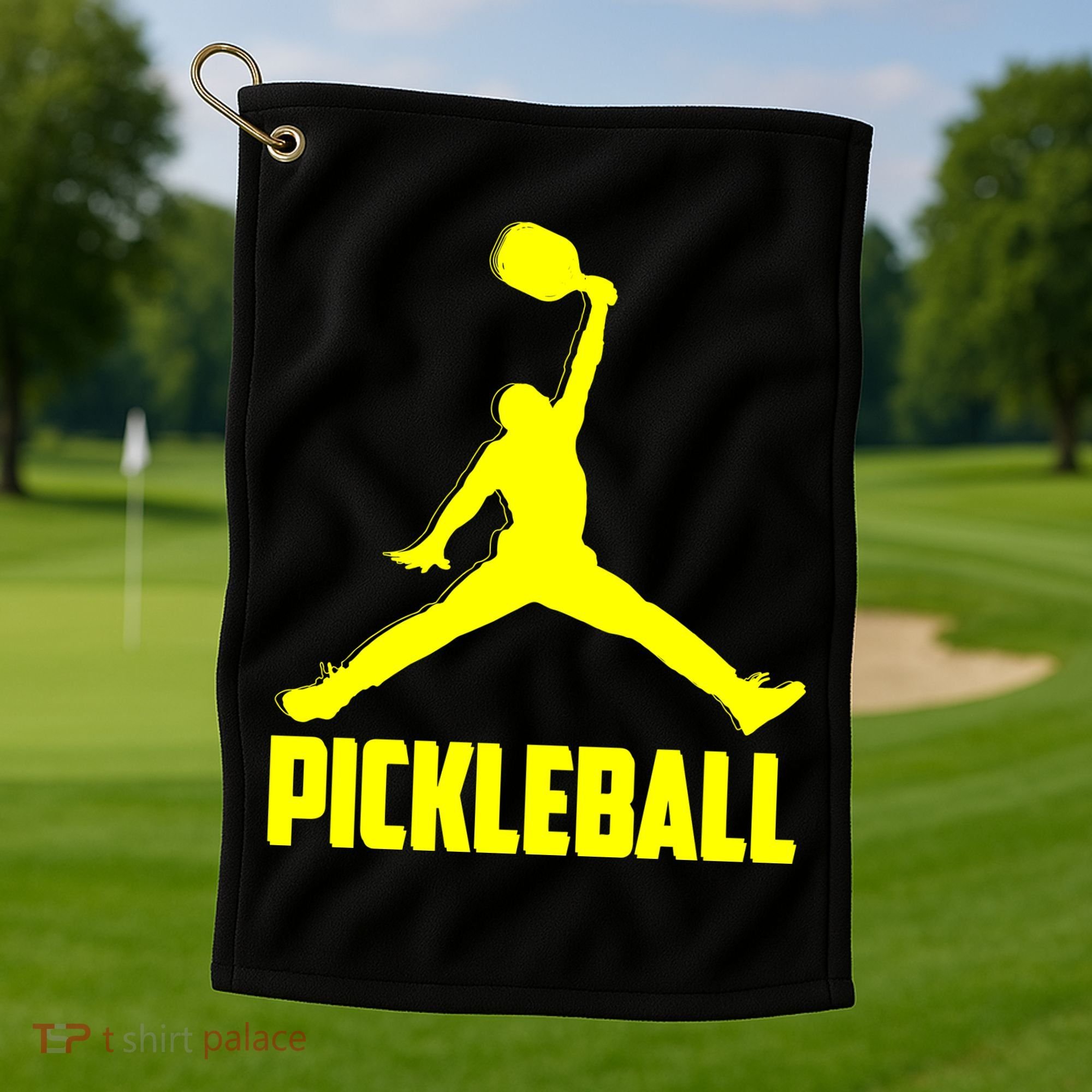 Yellow Pickleball Sports Logo Golf Towel