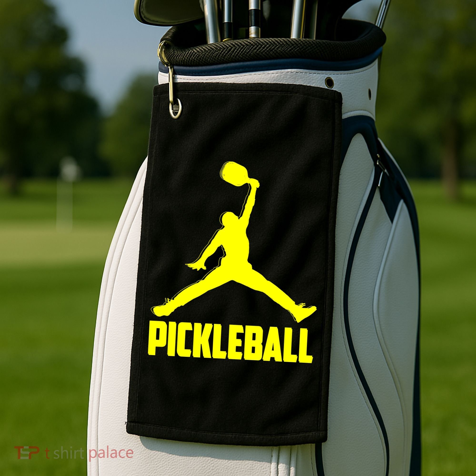 Yellow Pickleball Sports Logo Golf Towel