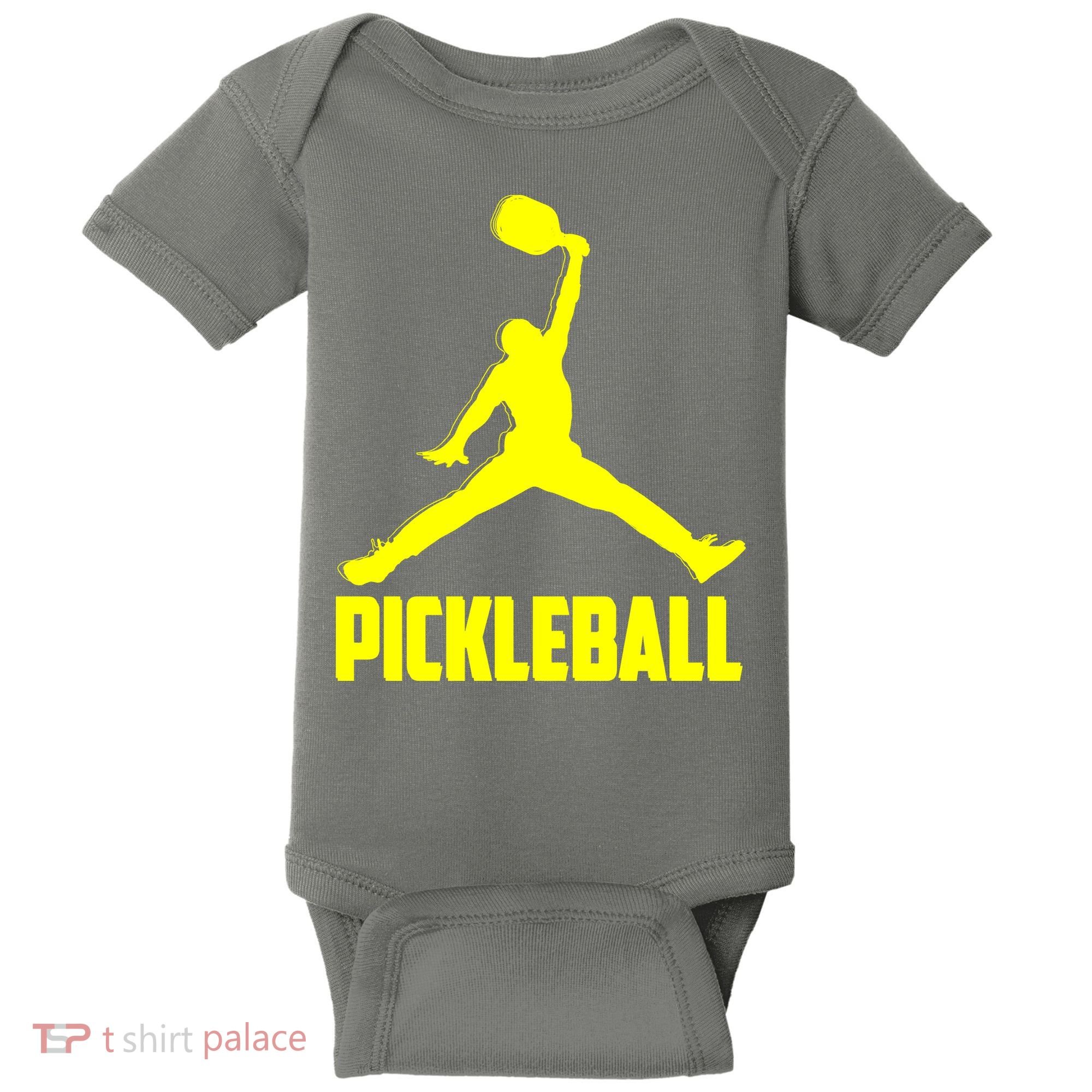 Yellow Pickleball Sports Logo Baby Bodysuit