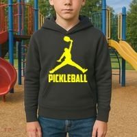 Yellow Pickleball Sports Logo Kids Hoodie thumb 2