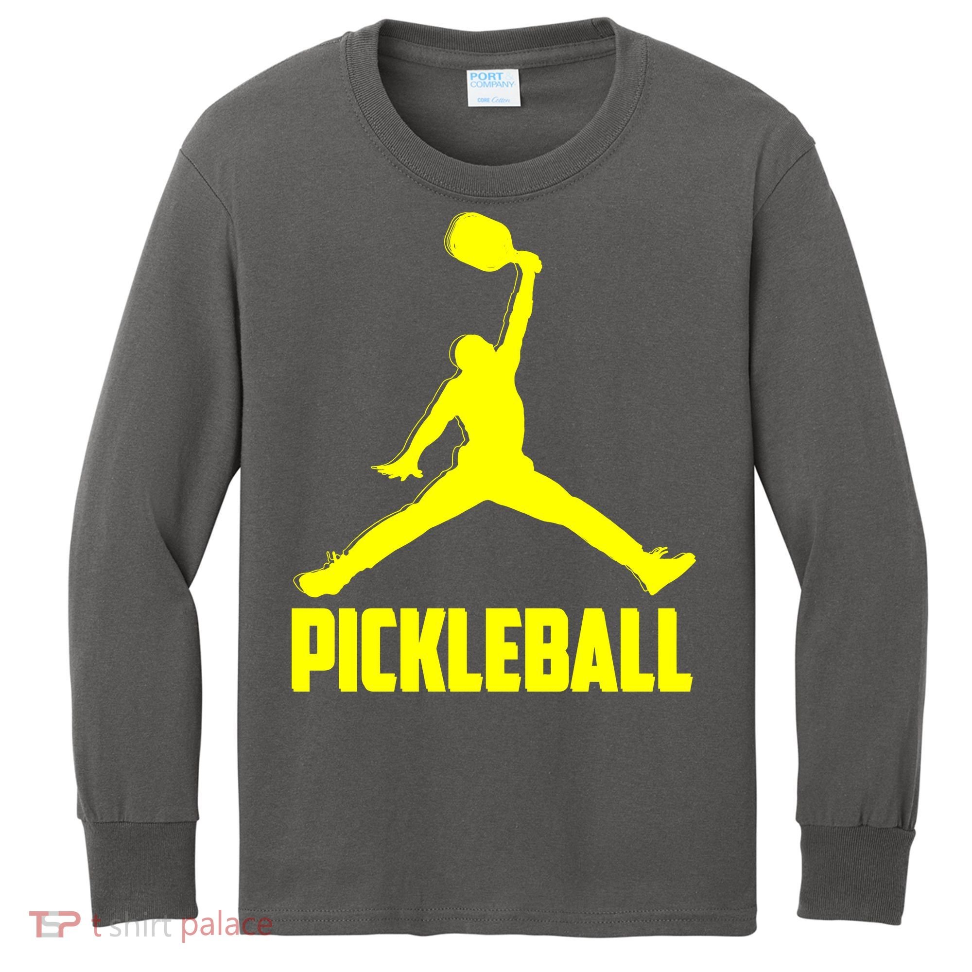 Yellow Pickleball Sports Logo Kids Long Sleeve Shirt