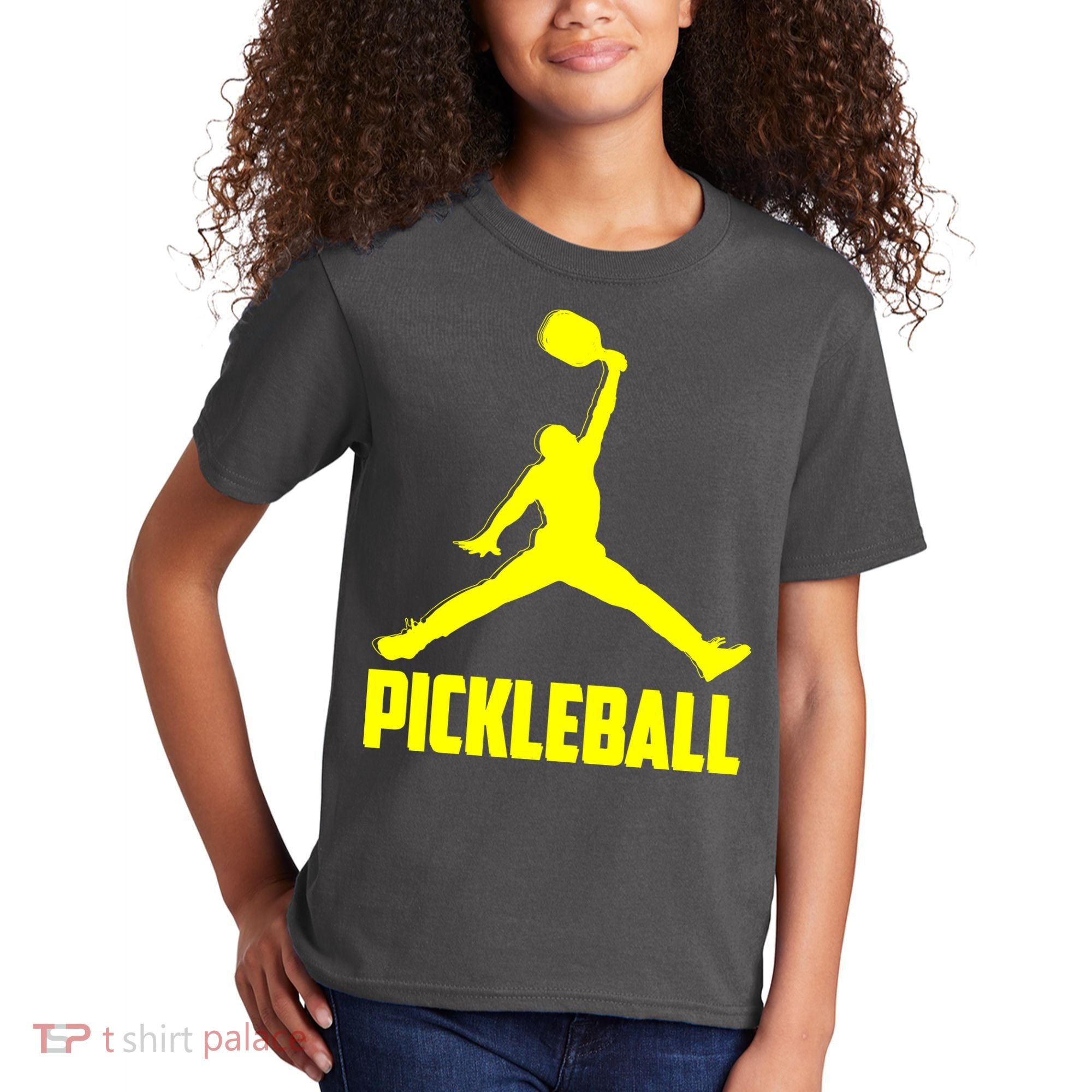 Yellow Pickleball Sports Logo Kids T-Shirt