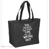 You Picked The Right Time But Wrong Guy Trending Saying Tote Bag thumb 2