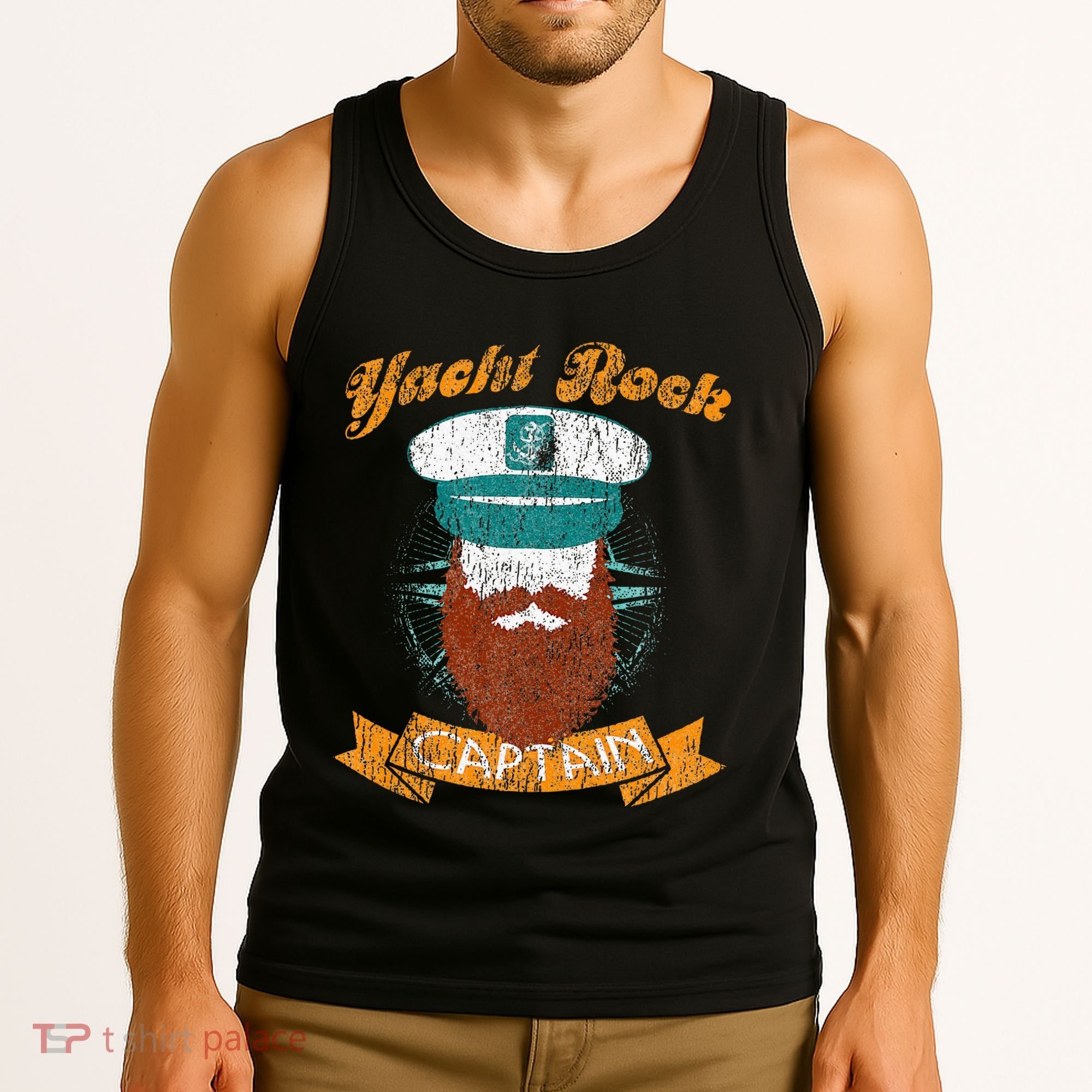 Yacht Rock Captain Party Boat Drinking Bearded Tank Top