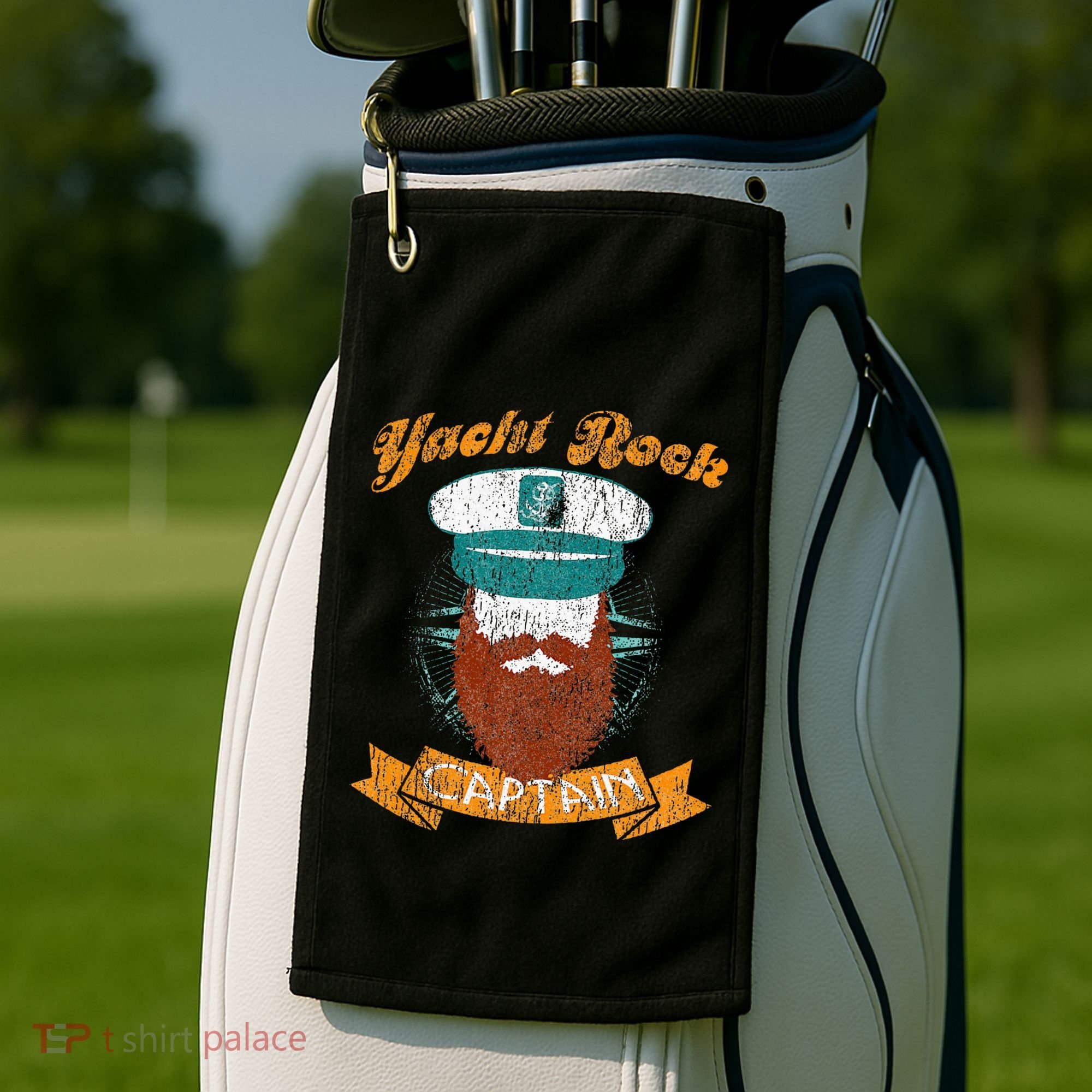 Yacht Rock Captain Party Boat Drinking Bearded Golf Towel