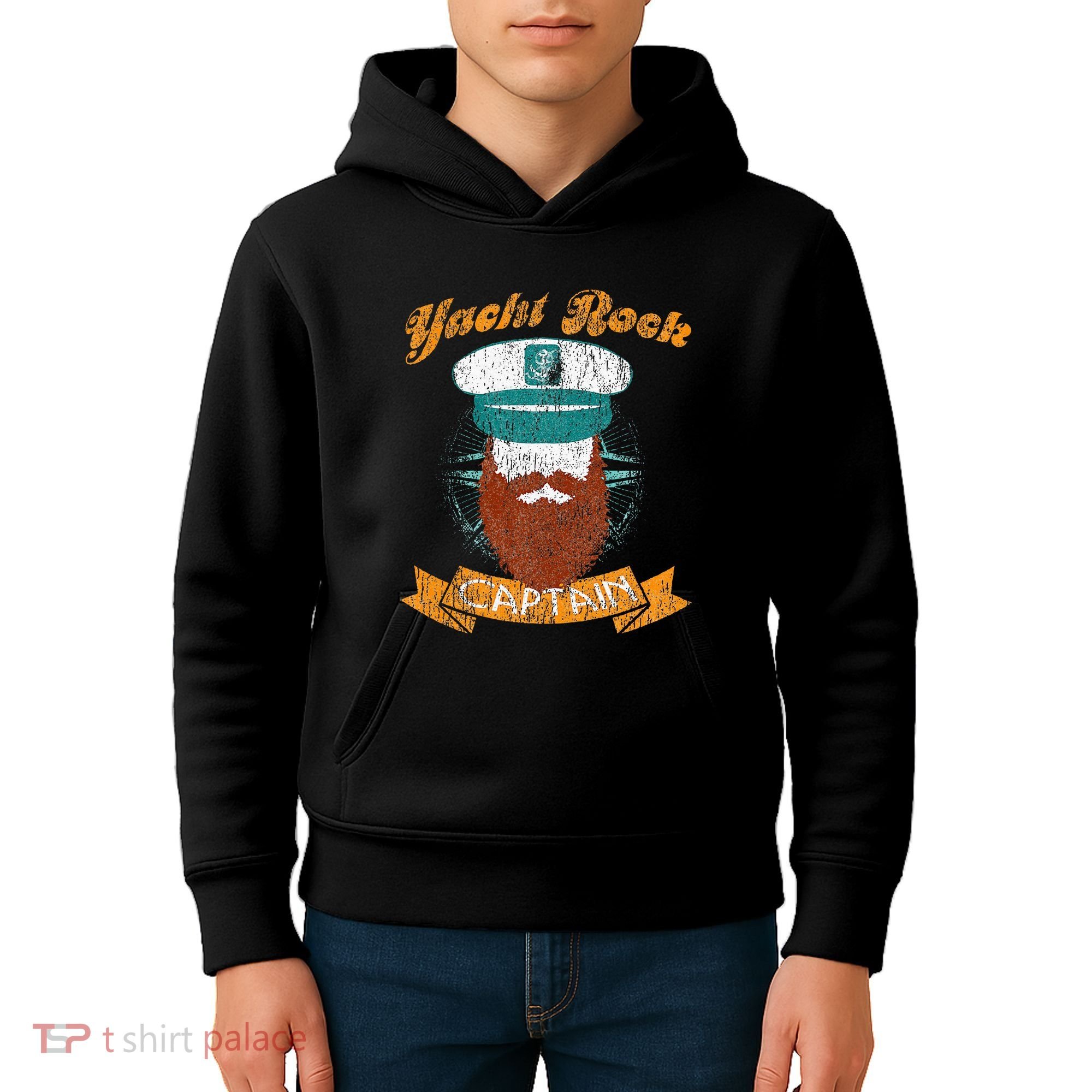 Yacht Rock Captain Party Boat Drinking Bearded Kids Hoodie