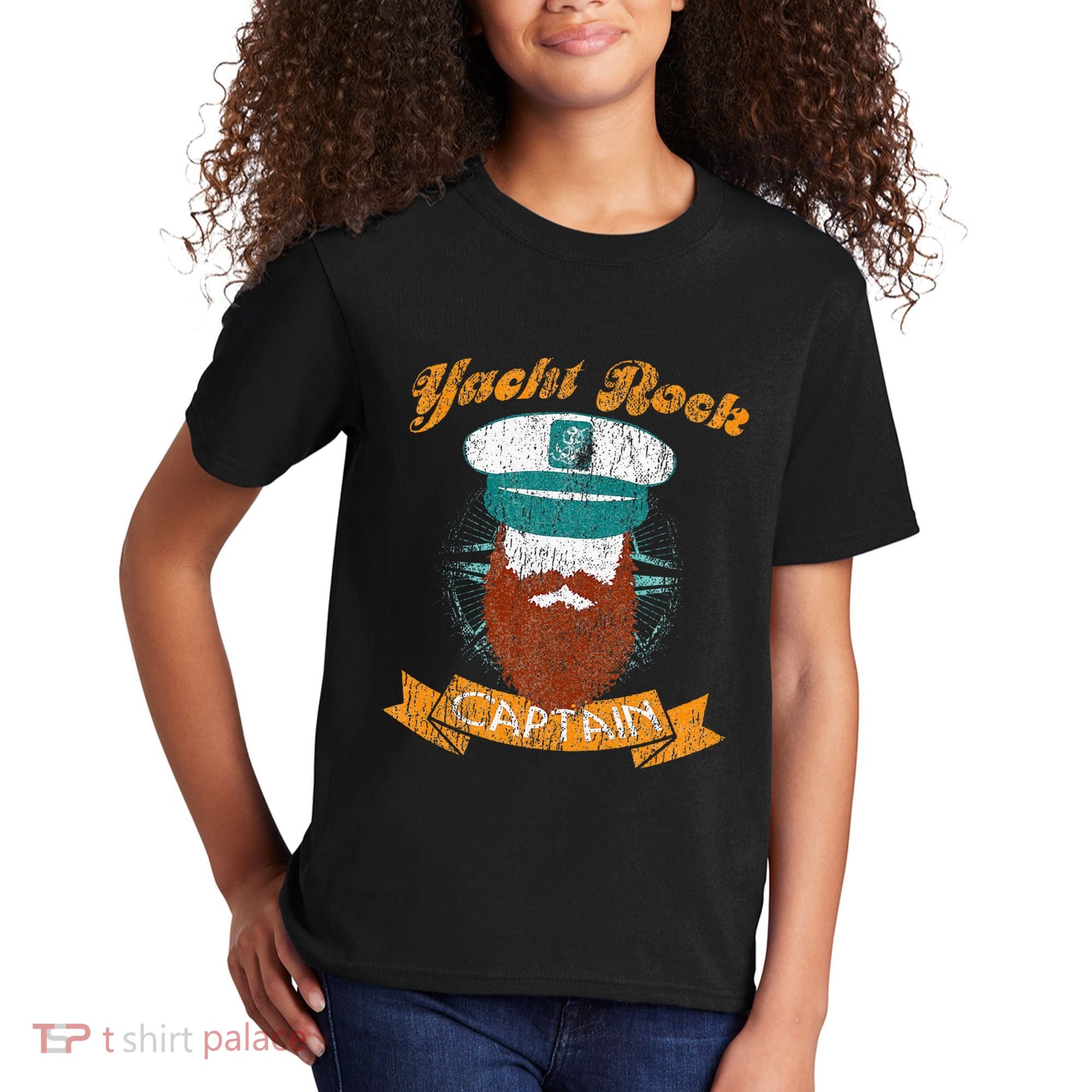 Yacht Rock Captain Party Boat Drinking Bearded Kids T-Shirt