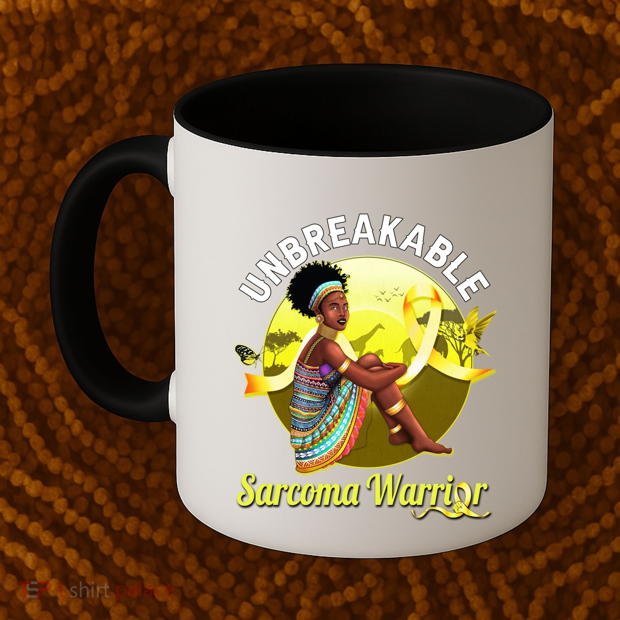 Yellow Ribbon Cancer Awareness Unbreakable Sarcoma Warrior Cute Gift Coffee Mug