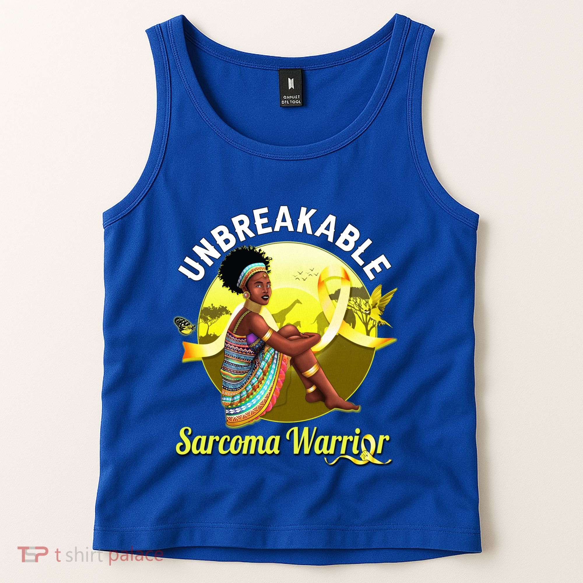 Yellow Ribbon Cancer Awareness Unbreakable Sarcoma Warrior Cute Gift Tank Top