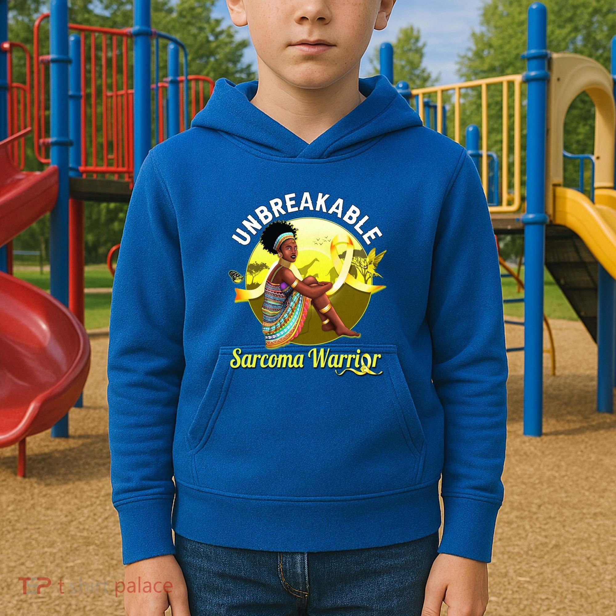 Yellow Ribbon Cancer Awareness Unbreakable Sarcoma Warrior Cute Gift Kids Hoodie
