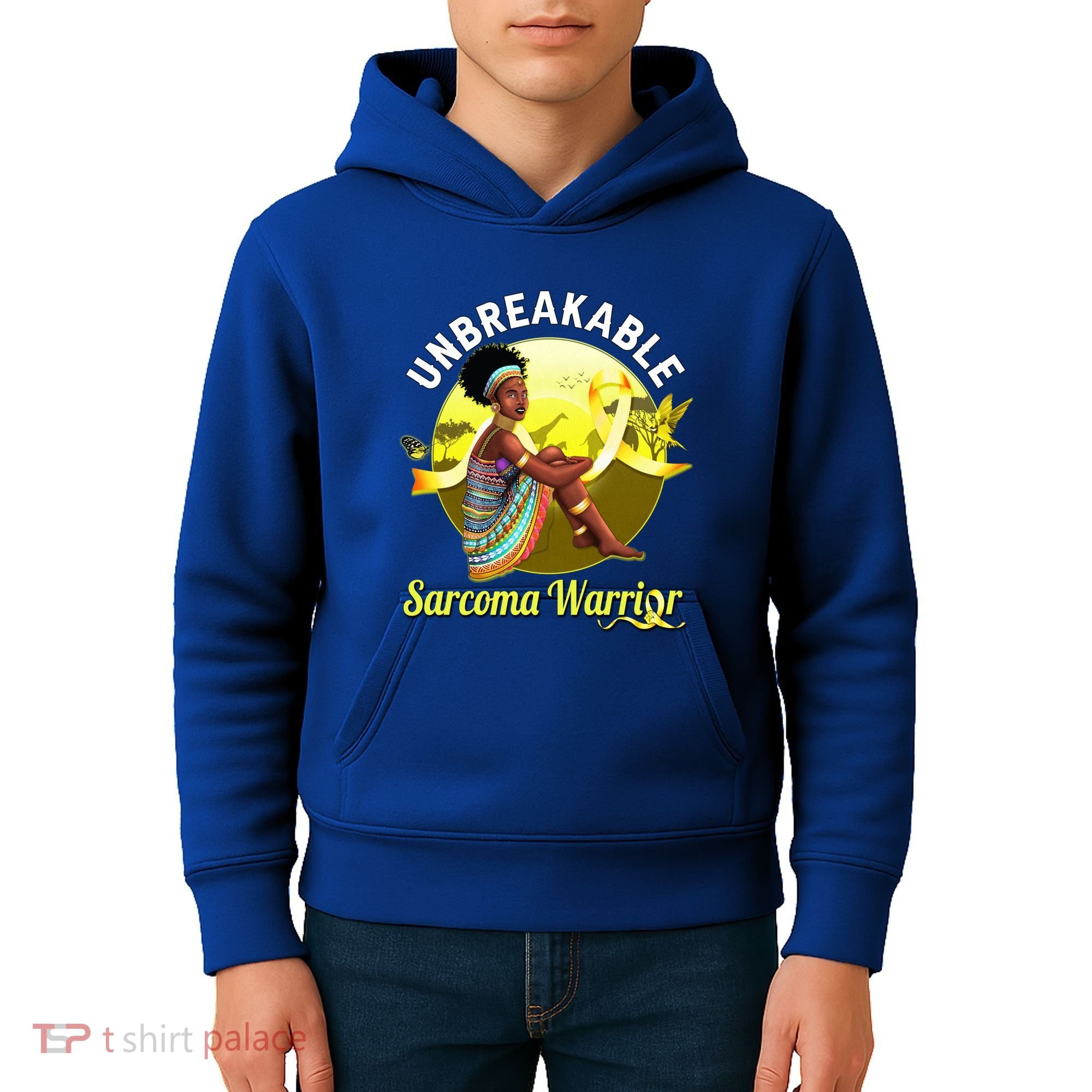 Yellow Ribbon Cancer Awareness Unbreakable Sarcoma Warrior Cute Gift Kids Hoodie