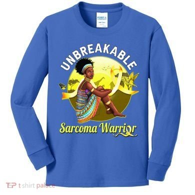 Yellow Ribbon Cancer Awareness Unbreakable Sarcoma Warrior Cute Gift Kids Long Sleeve Shirt