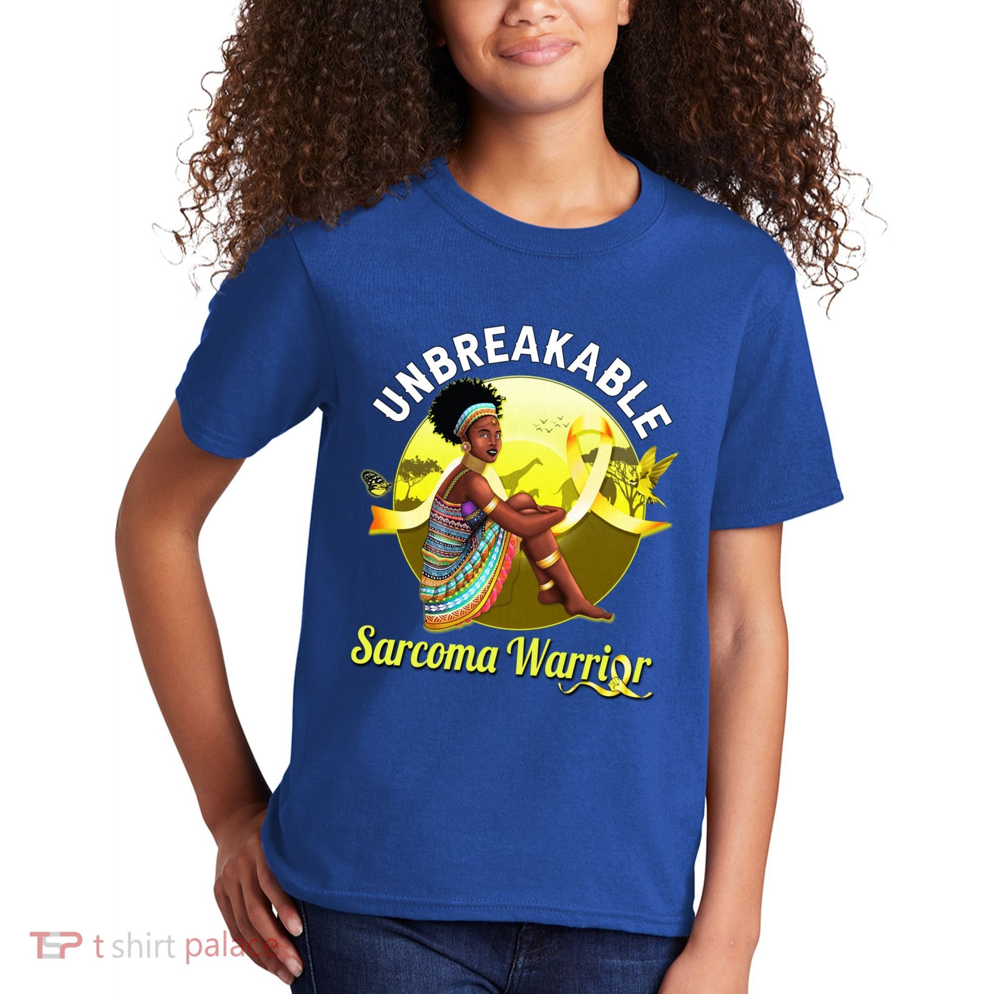 Yellow Ribbon Cancer Awareness Unbreakable Sarcoma Warrior Cute Gift Kids T-Shirt