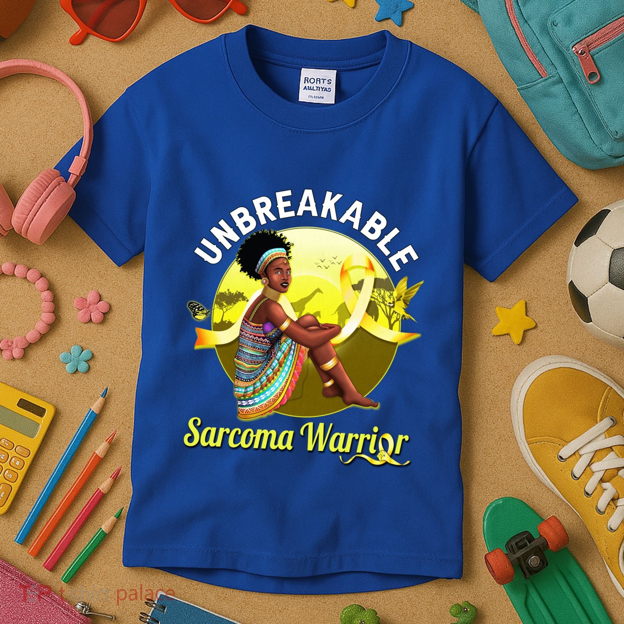 Yellow Ribbon Cancer Awareness Unbreakable Sarcoma Warrior Cute Gift Kids T-Shirt