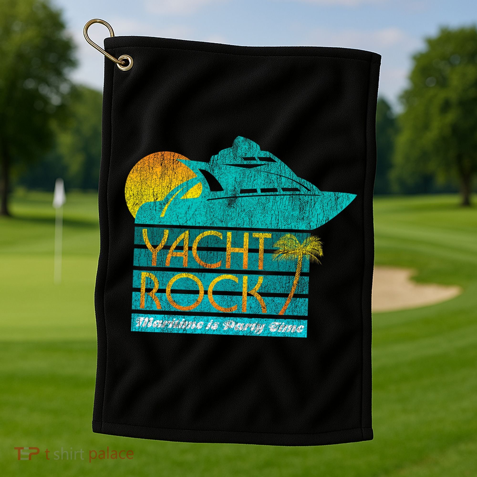 Yacht Rock Party Boat Drinking Maritime Golf Towel