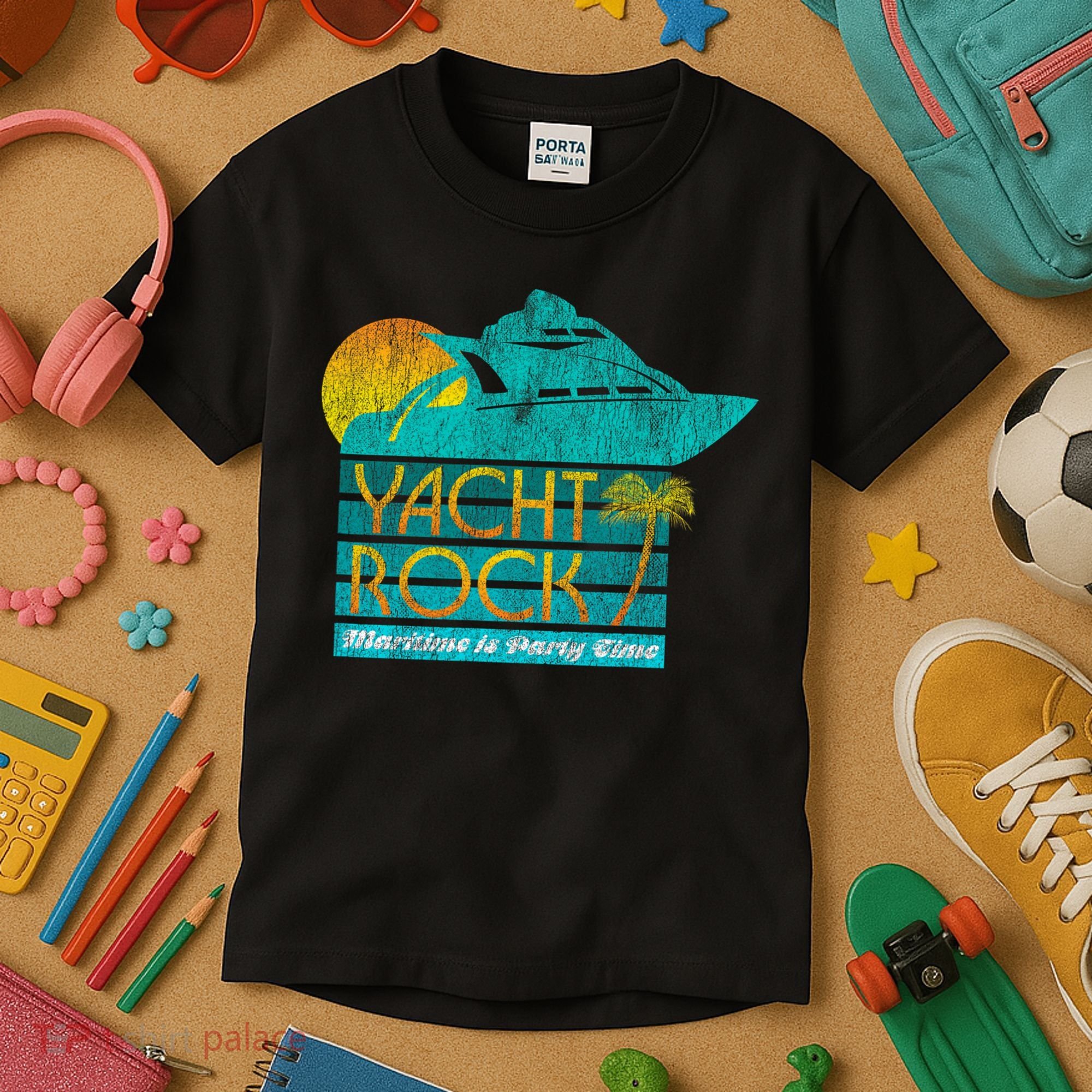 Yacht Rock Party Boat Drinking Maritime Kids T-Shirt