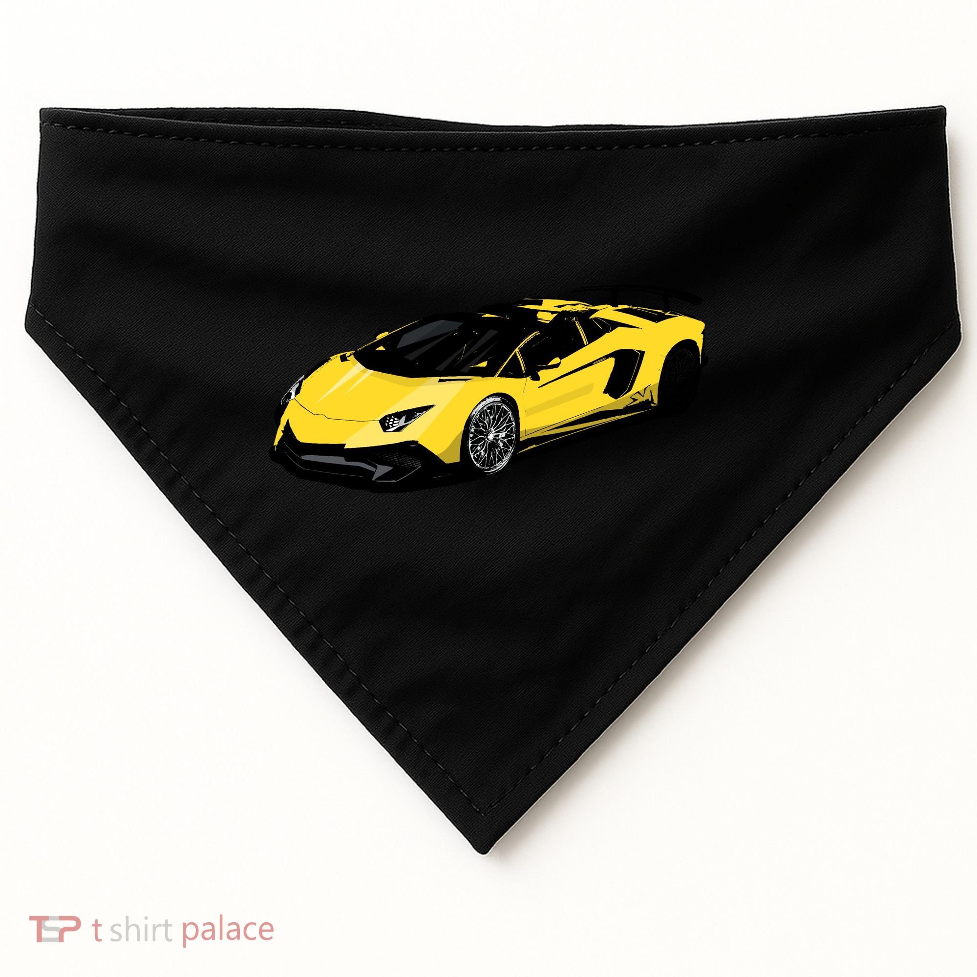 Yellow Racing Sports Car USA-Made Doggie Bandana
