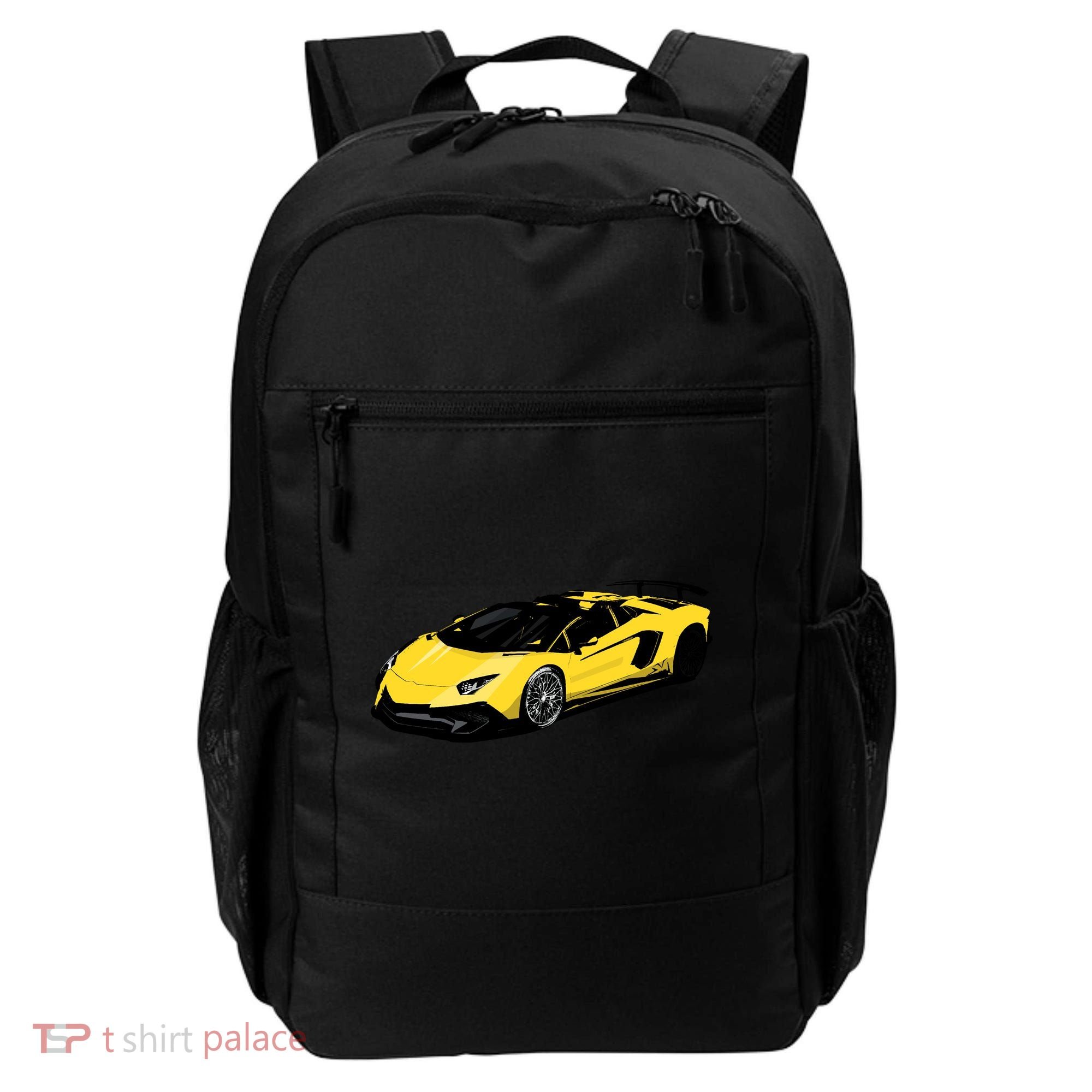 Yellow Racing Sports Car Backpack
