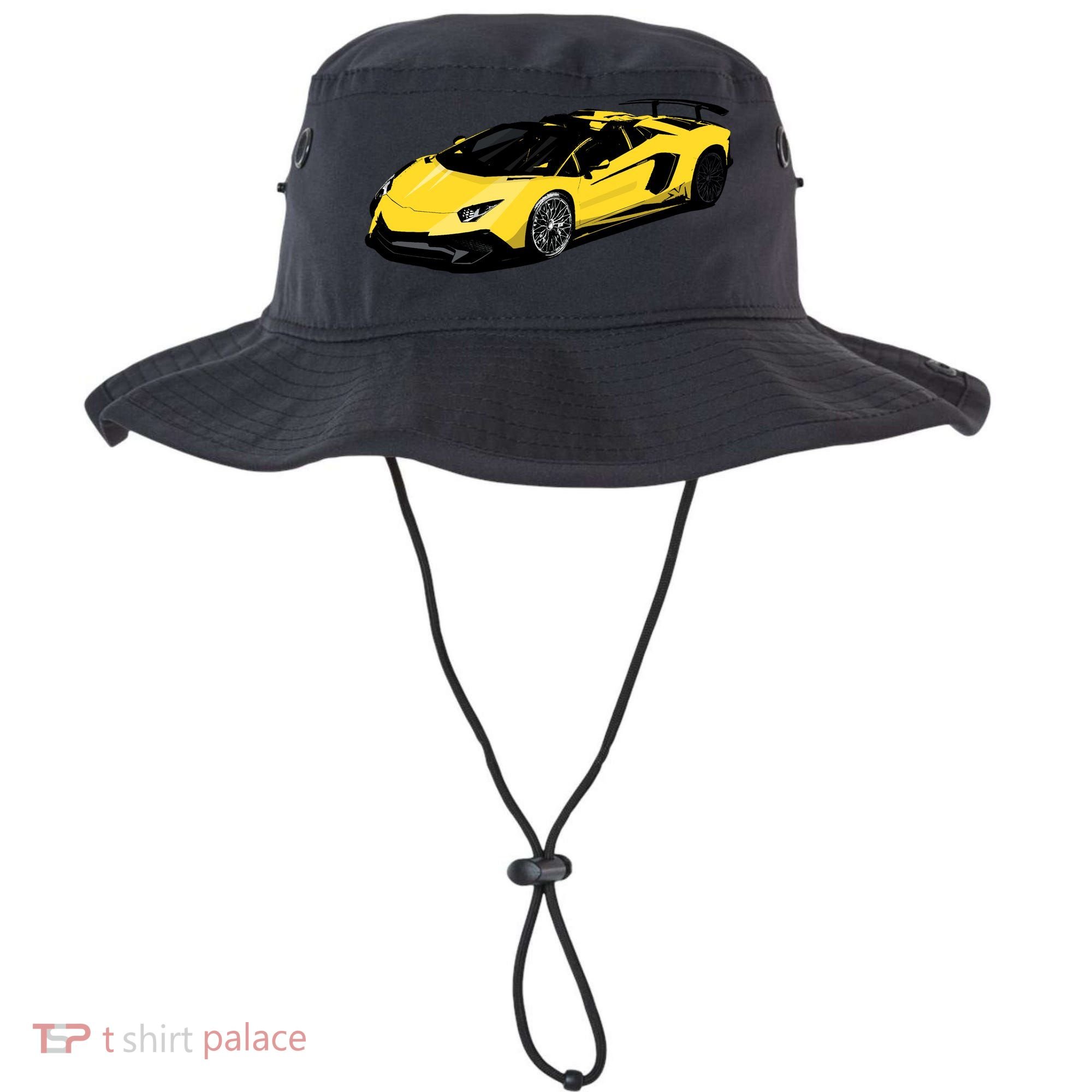 Yellow Racing Sports Car Bucket Hat