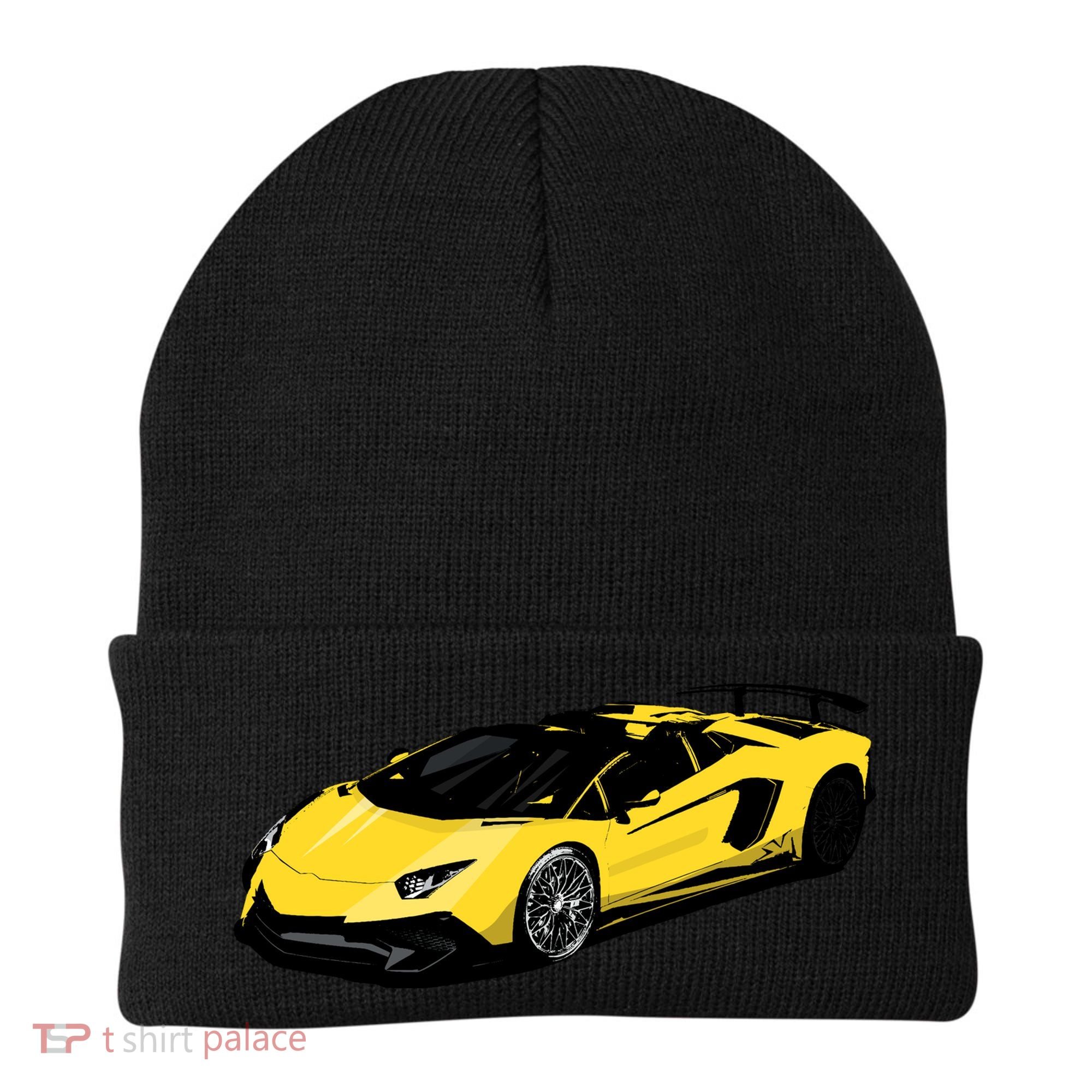 Yellow Racing Sports Car Beanie