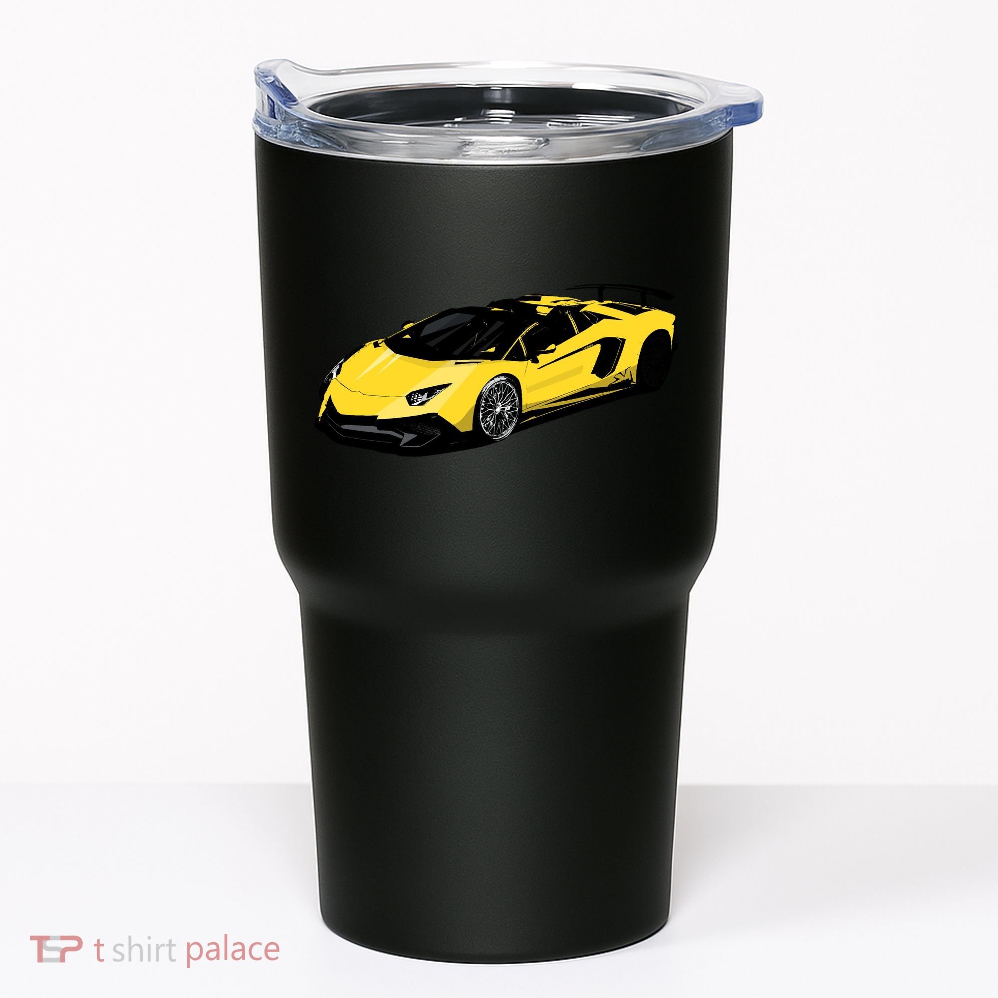 Yellow Racing Sports Car Tumbler
