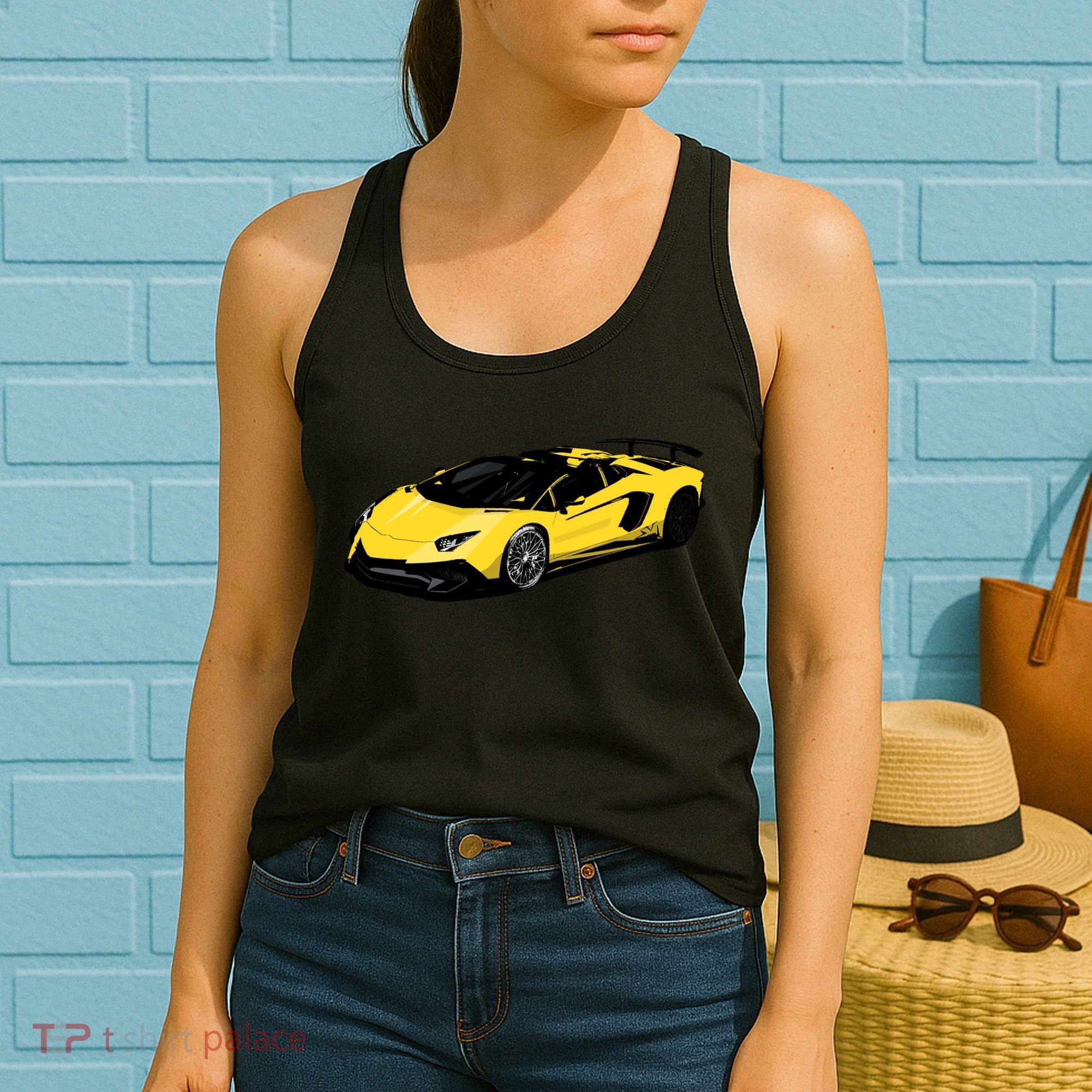 Yellow Racing Sports Car Women's Tank Top