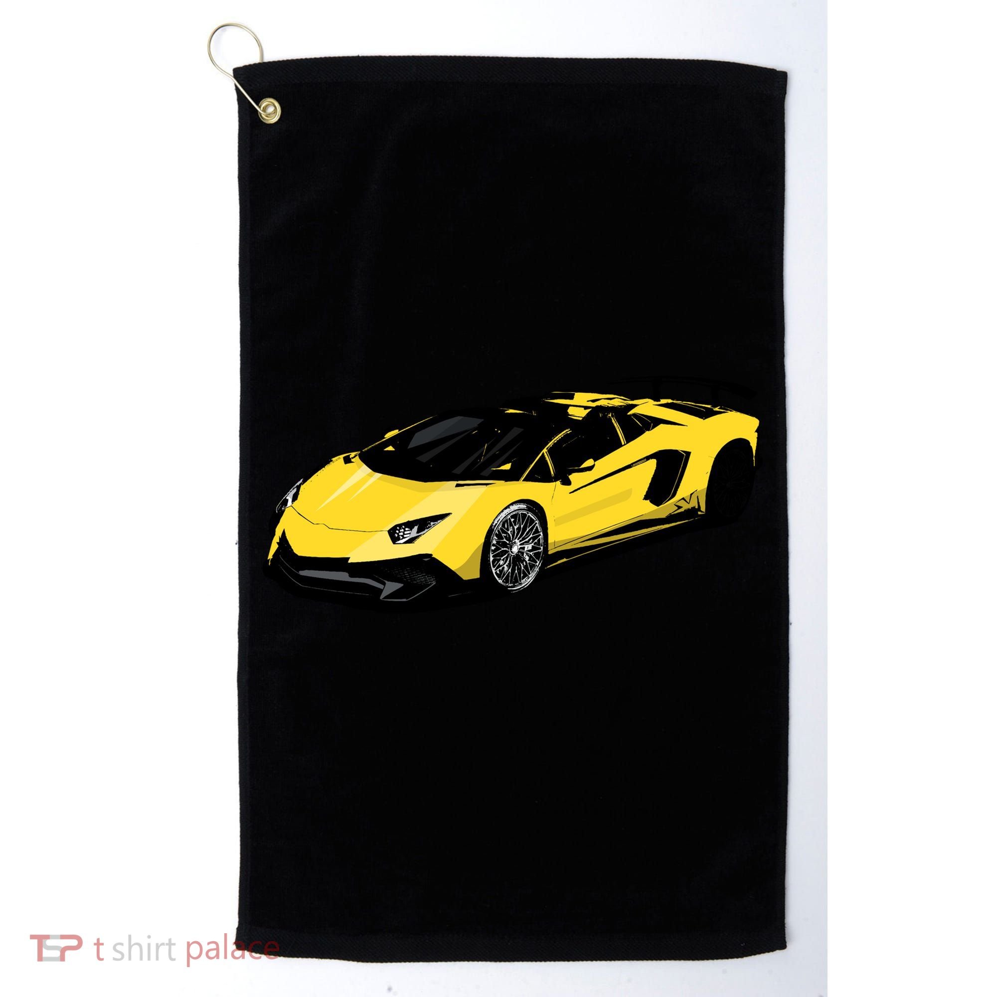 Yellow Racing Sports Car Golf Towel