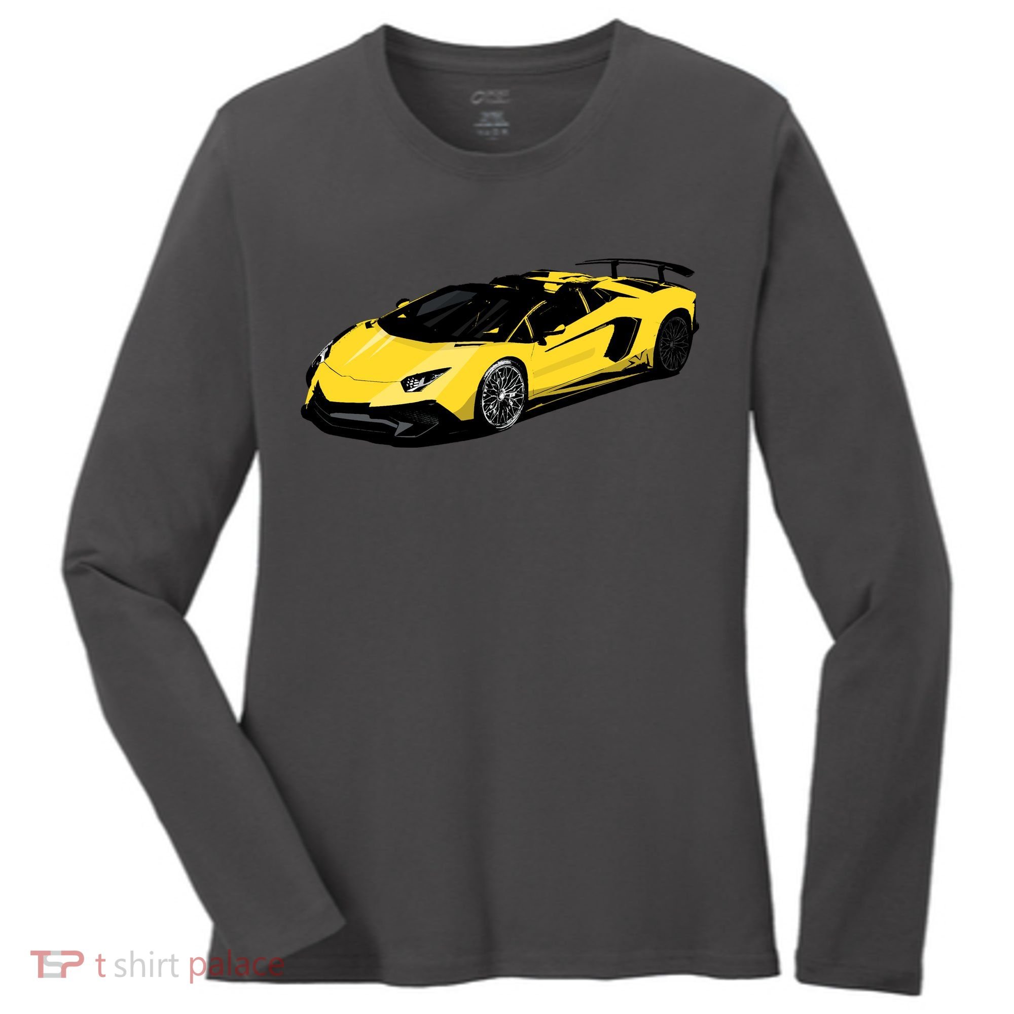 Yellow Racing Sports Car Women's Long Sleeve Shirt