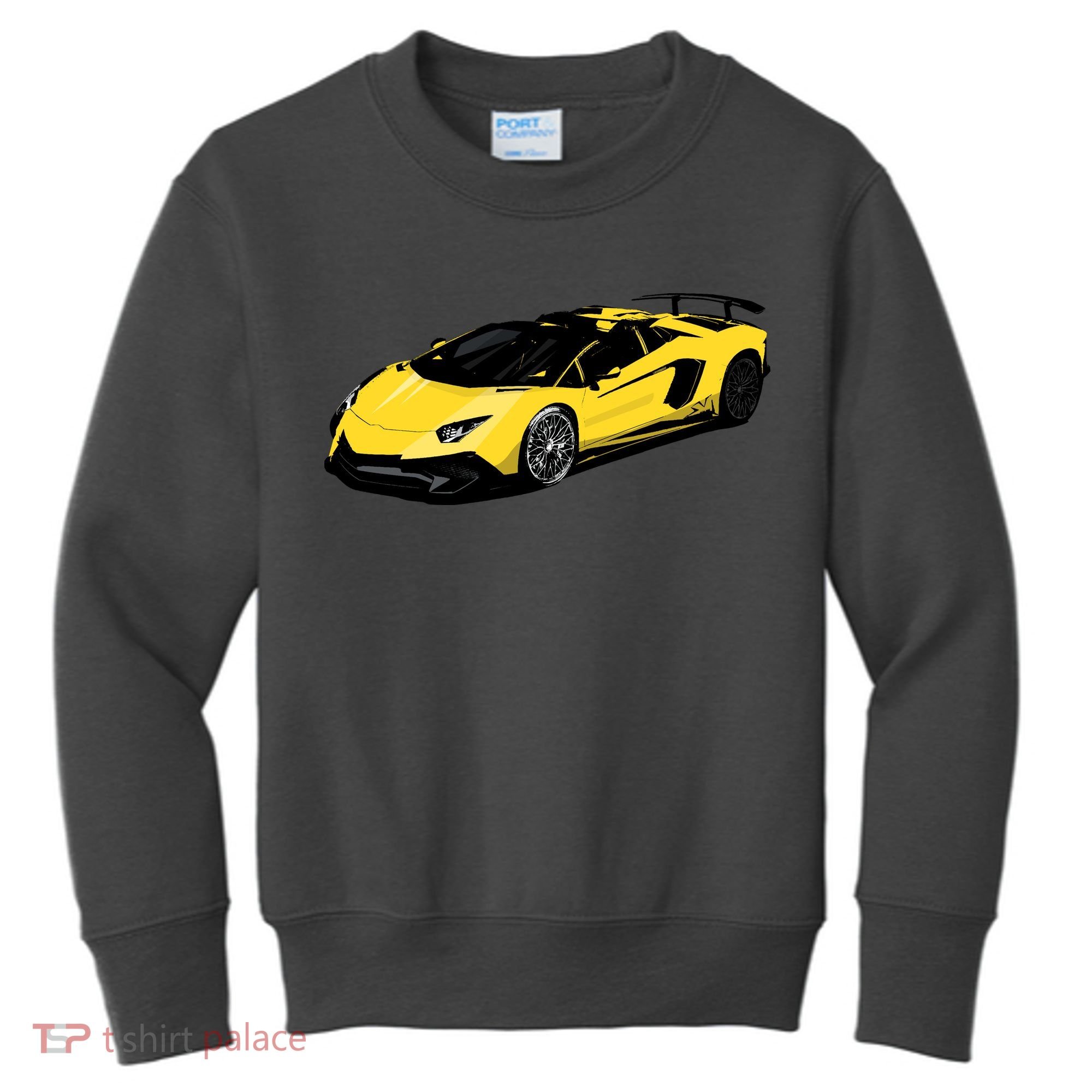 Yellow Racing Sports Car Kids Sweatshirt