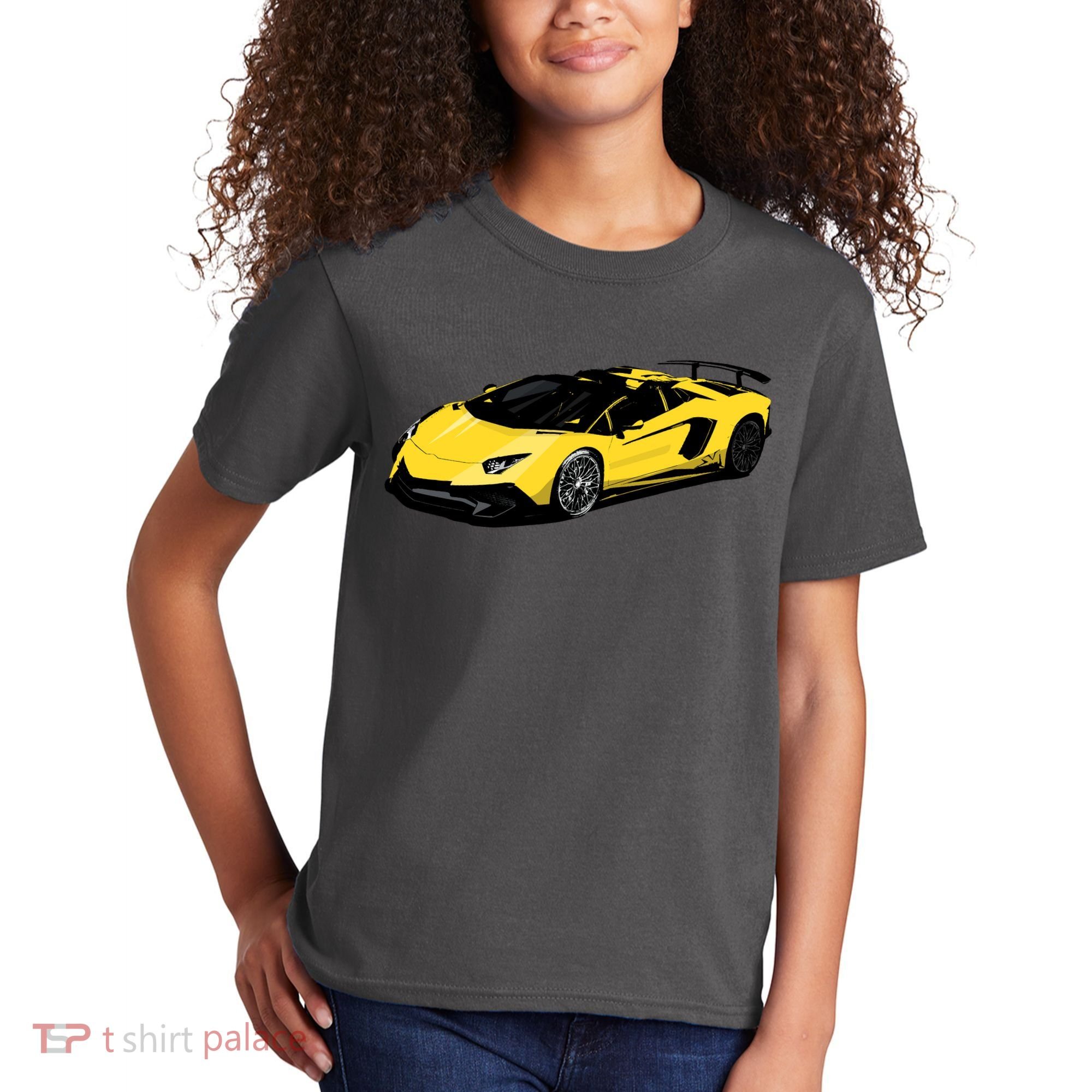 Yellow Racing Sports Car Kids T-Shirt
