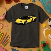 Yellow Racing Sports Car Kids T-Shirt thumb 3