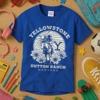 Yellowstone Ranch Solo Horseback Rider Kids T-Shirt thumb 3