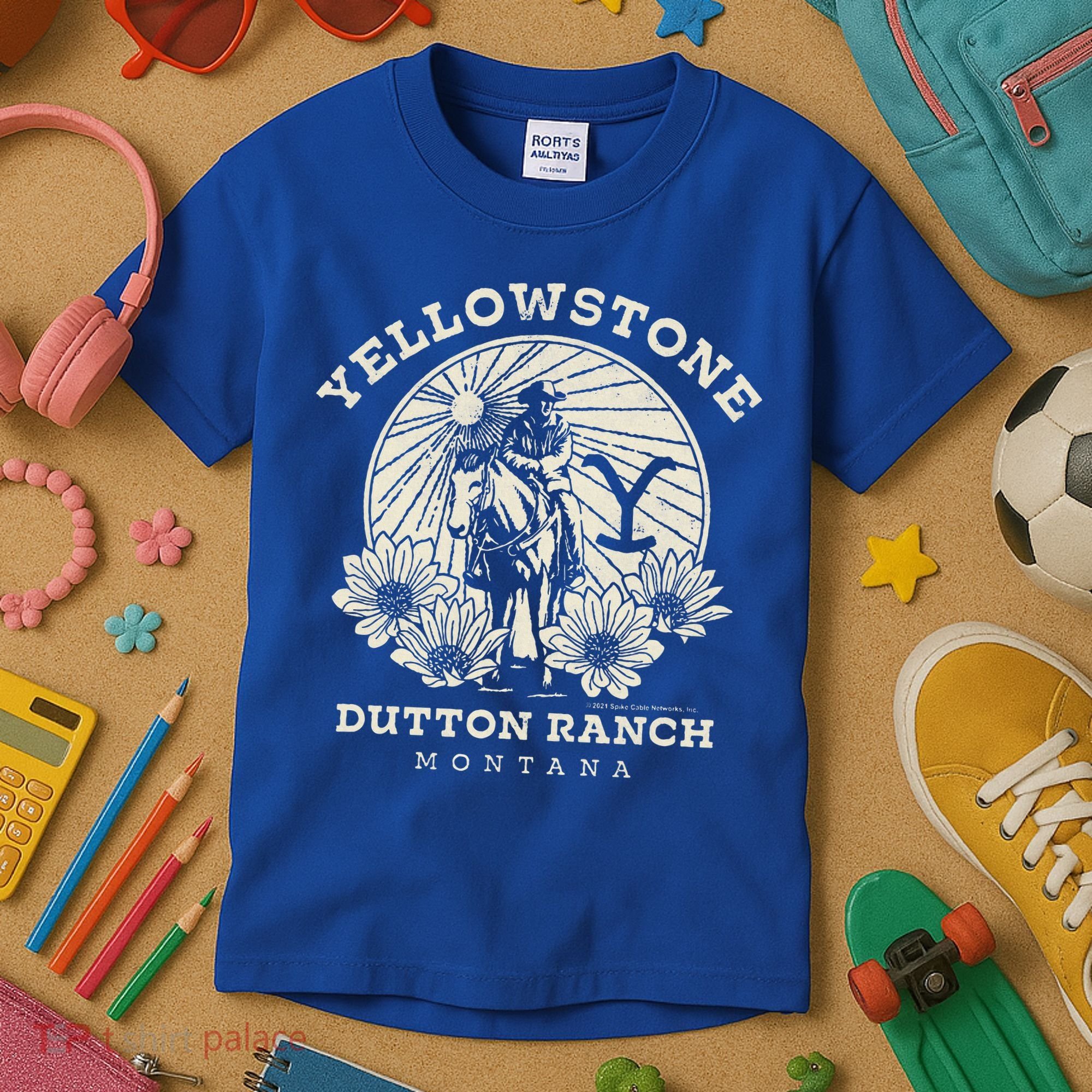 Yellowstone Ranch Solo Horseback Rider Kids T-Shirt