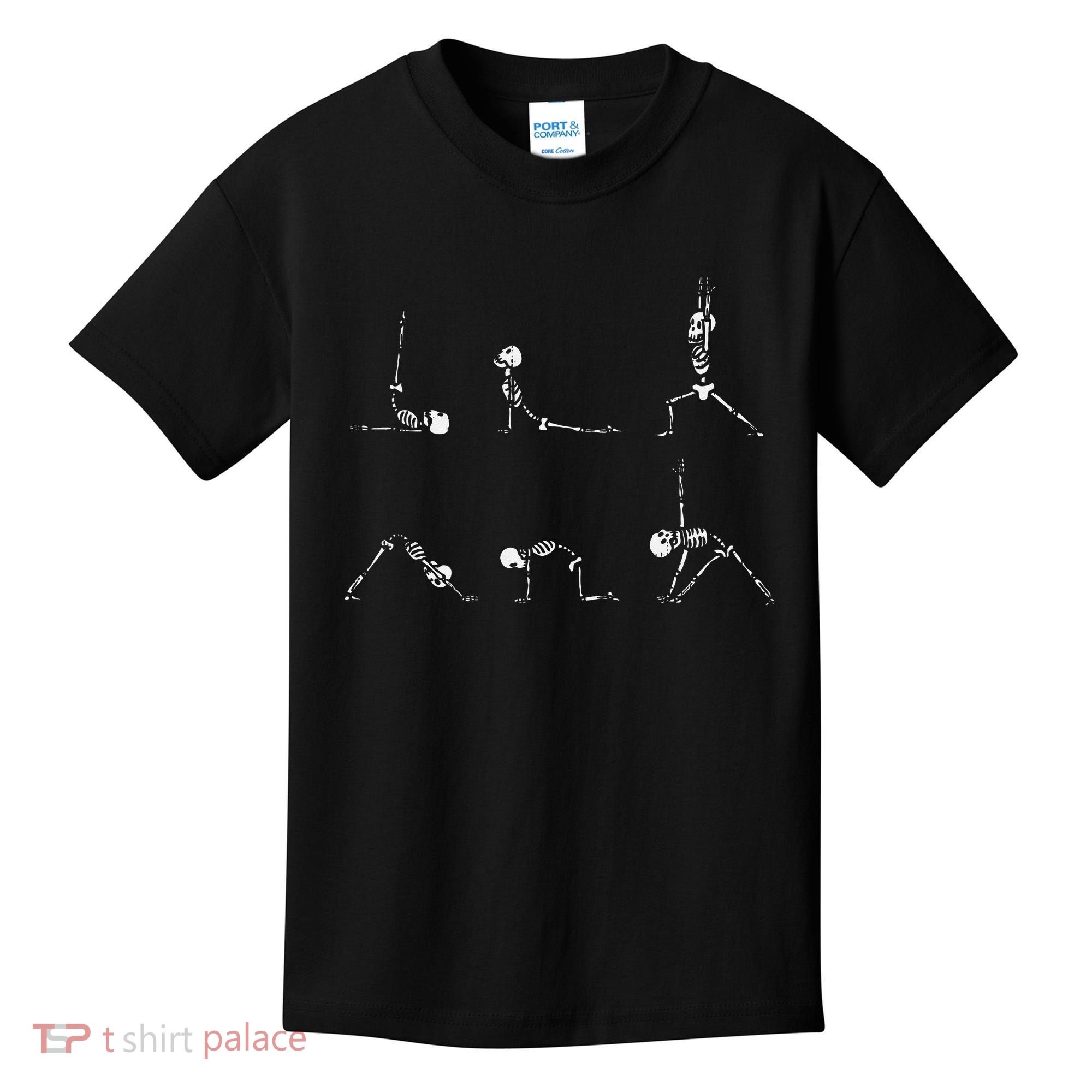 Yoga Skeletons Asana Namaste Funny Meditation Halloween Yogi Kids T-Shirt