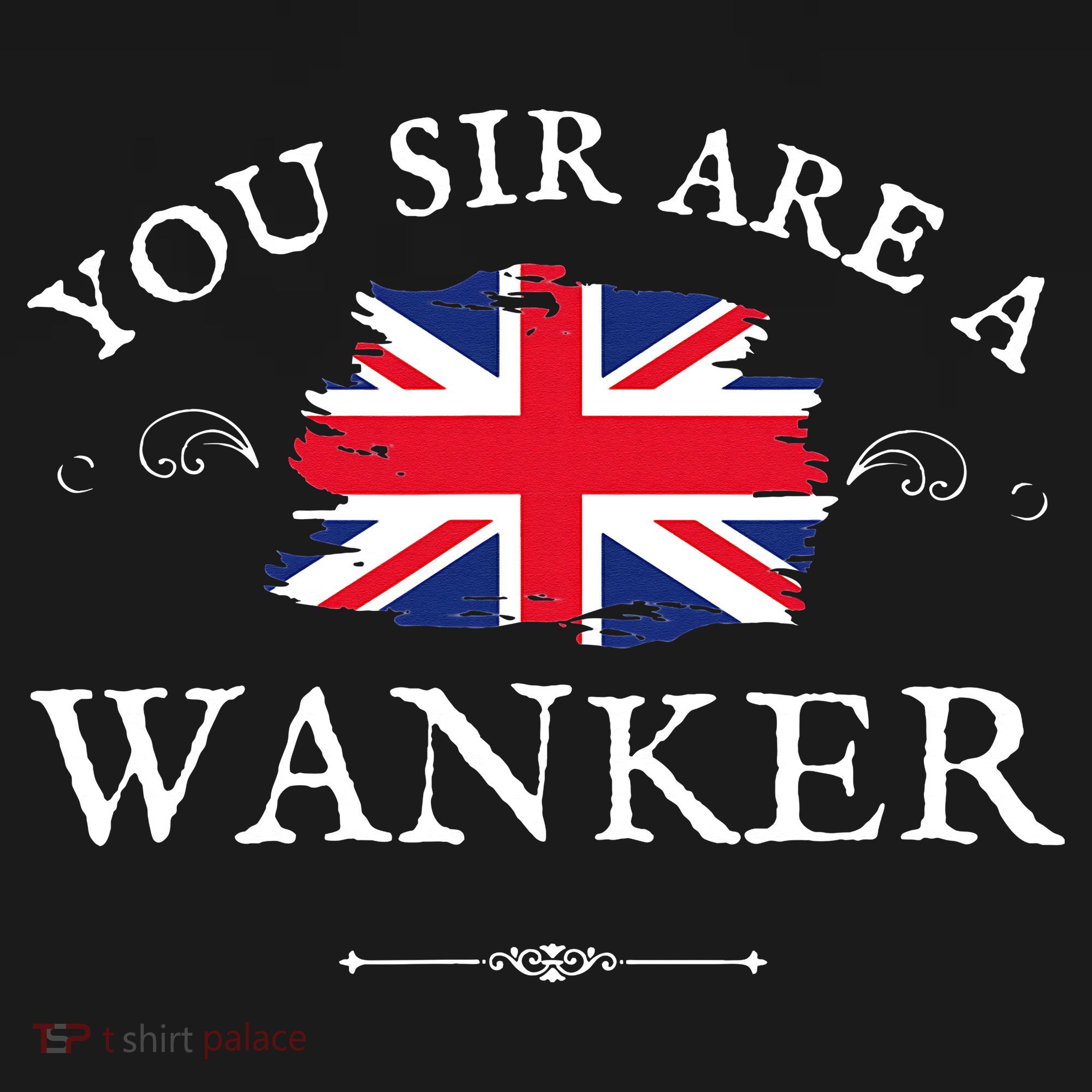 YOU SIR ARE A WANKER FUNNY BRITISH UK GB UNION JACK FLAG T-Shirt