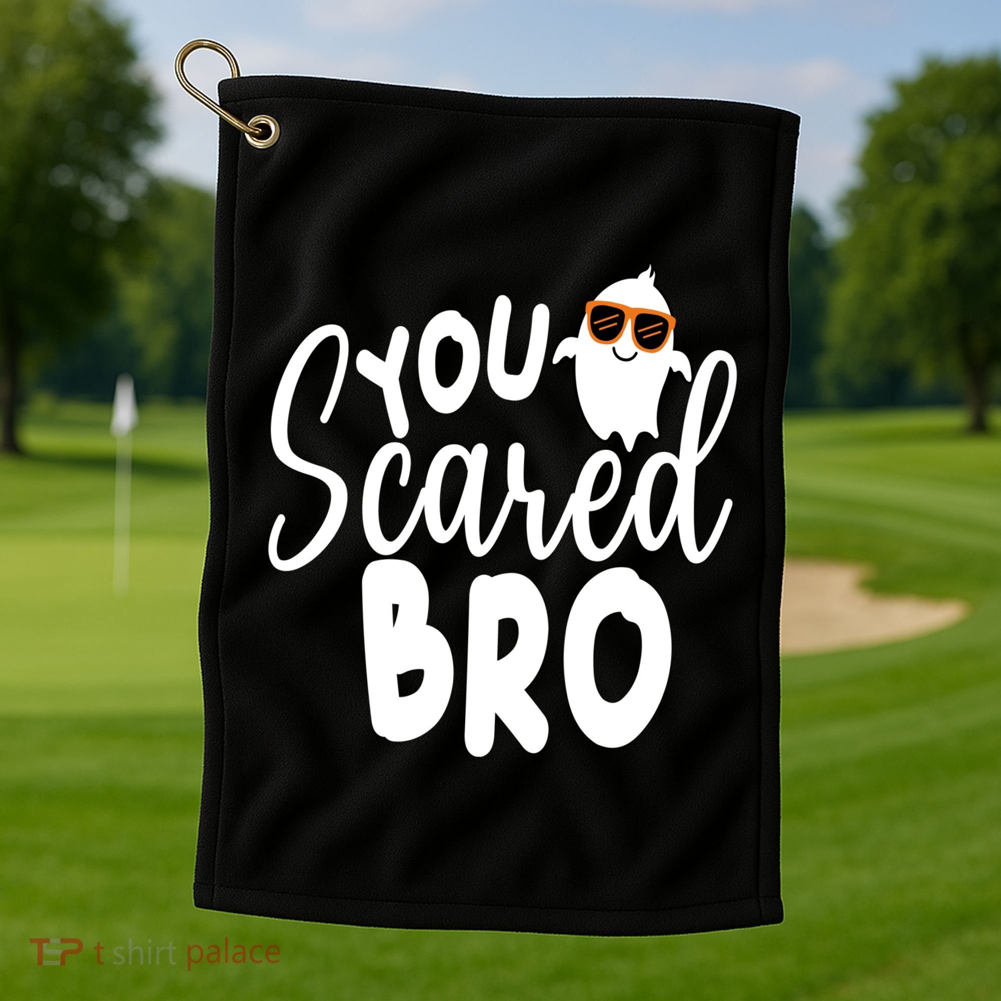 You Scared Bro Funny Halloween Ghost Golf Towel