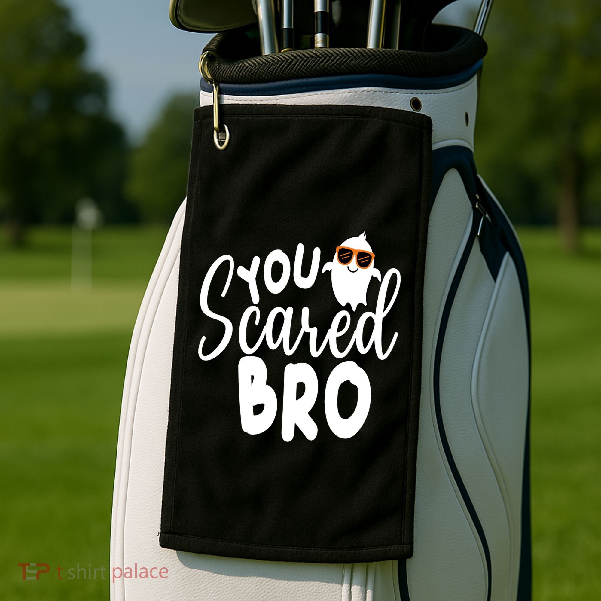You Scared Bro Funny Halloween Ghost Golf Towel