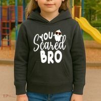 You Scared Bro Funny Halloween Ghost Kids Hoodie thumb 3