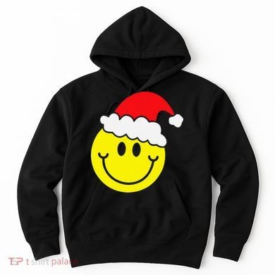 Yellow Smile Face Christmas Santa Hat Smiling Face Hoodie