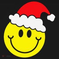 Yellow Smile Face Christmas Santa Hat Smiling Face Long Sleeve Shirt thumb 2