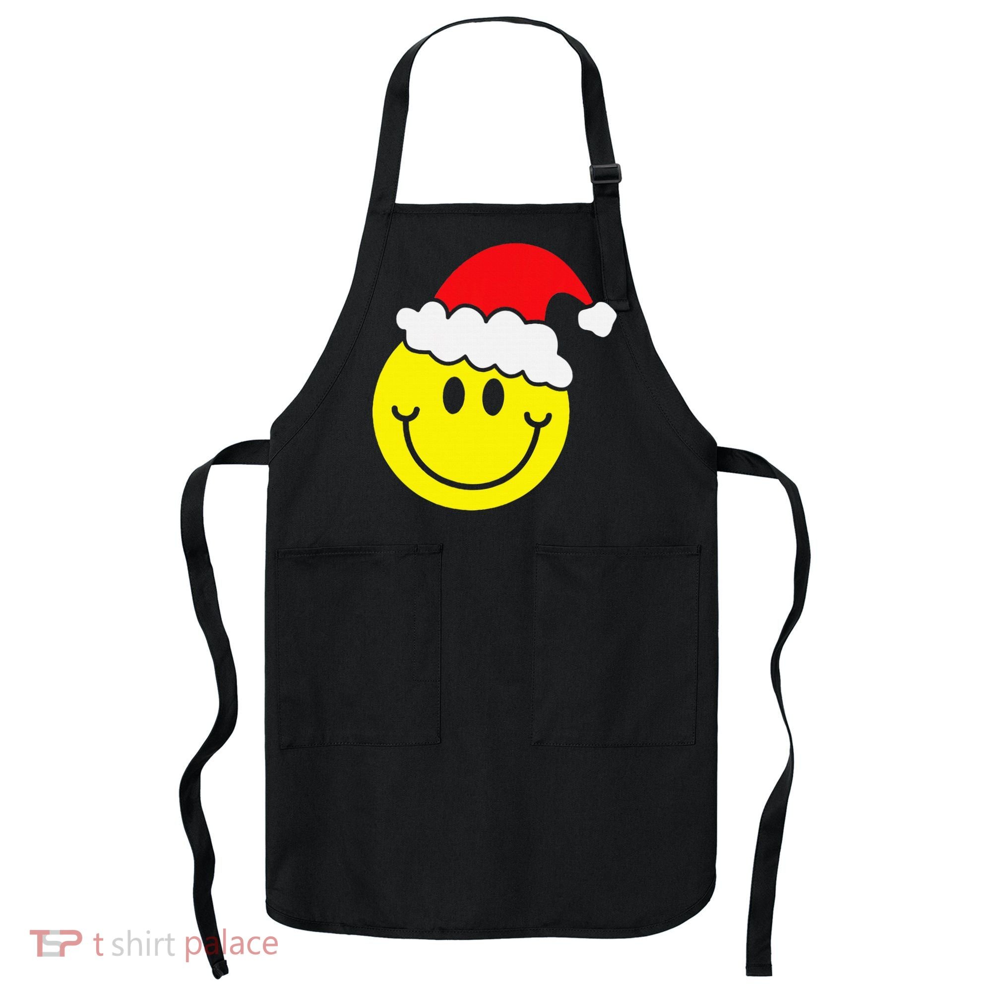 Yellow Smile Face Christmas Santa Hat Smiling Face Apron