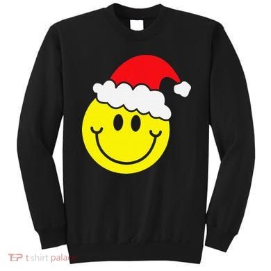 Yellow Smile Face Christmas Santa Hat Smiling Face Sweatshirt